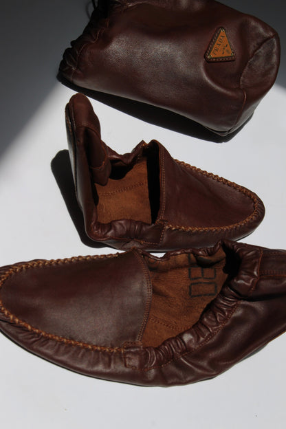 Vintage Prada Leather Travel Slipper Set