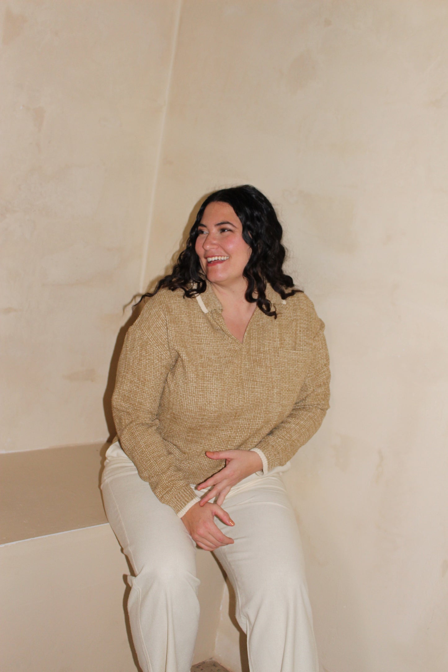 Kit Basketweave Silk Knit Popover