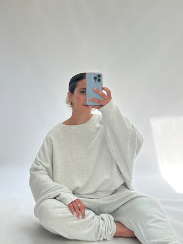Na Nin Margot Cotton Modal Cropped Sweatshirt / Available in Dove