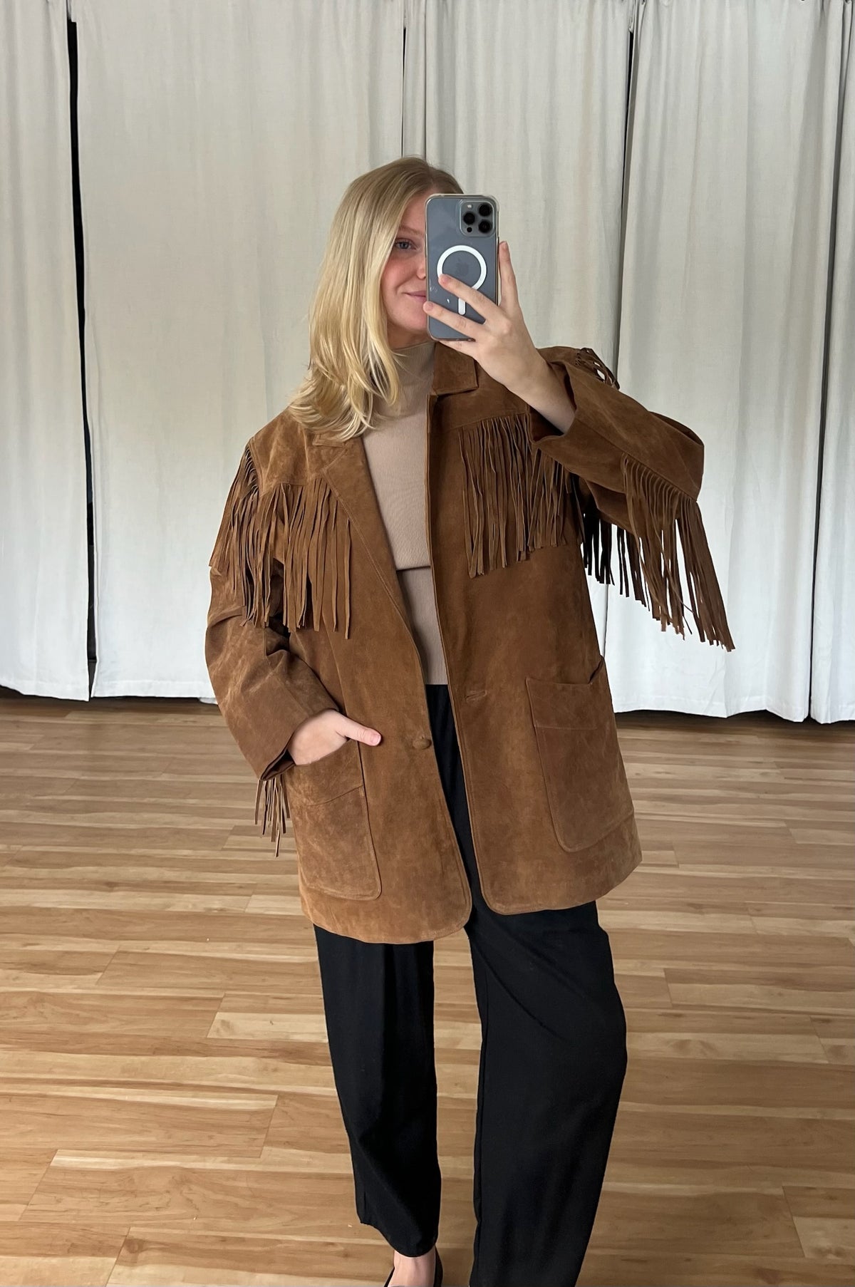 Stunning Vintage Suede Fringe Jacket
