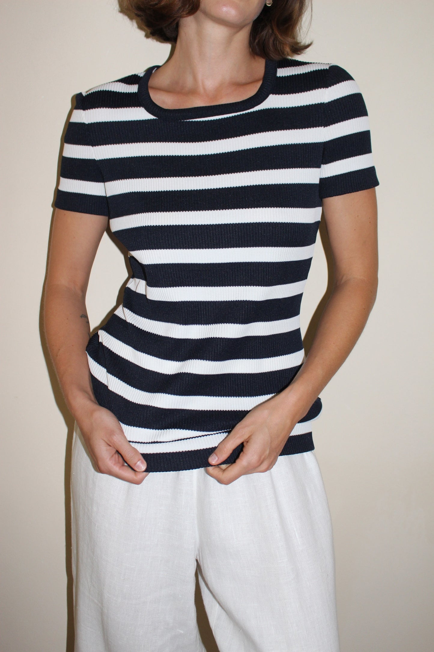 Vintage Knit Ribbed Short Sleeve