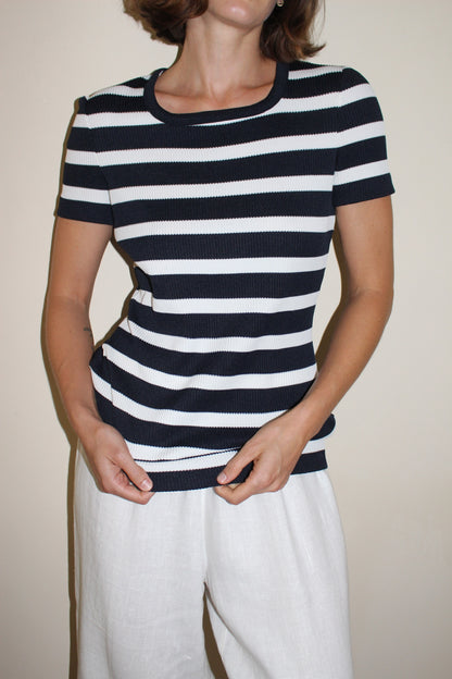 Vintage Knit Ribbed Short Sleeve