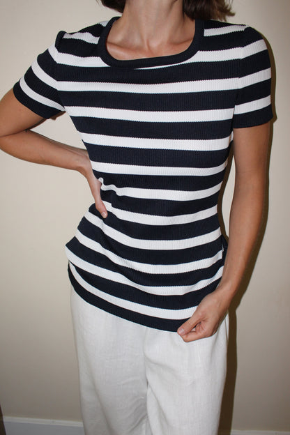 Vintage Knit Ribbed Short Sleeve
