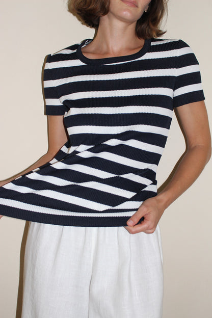 Vintage Knit Ribbed Short Sleeve