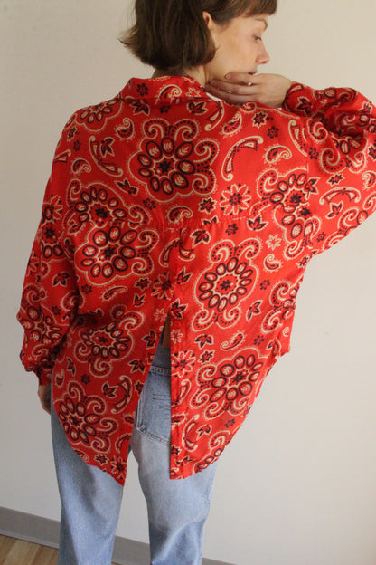 Vintage Bandana Printed Silk Blouse