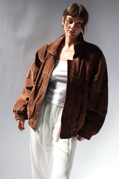 Incredible Vintage Tobacco Suede Bomber Jacket