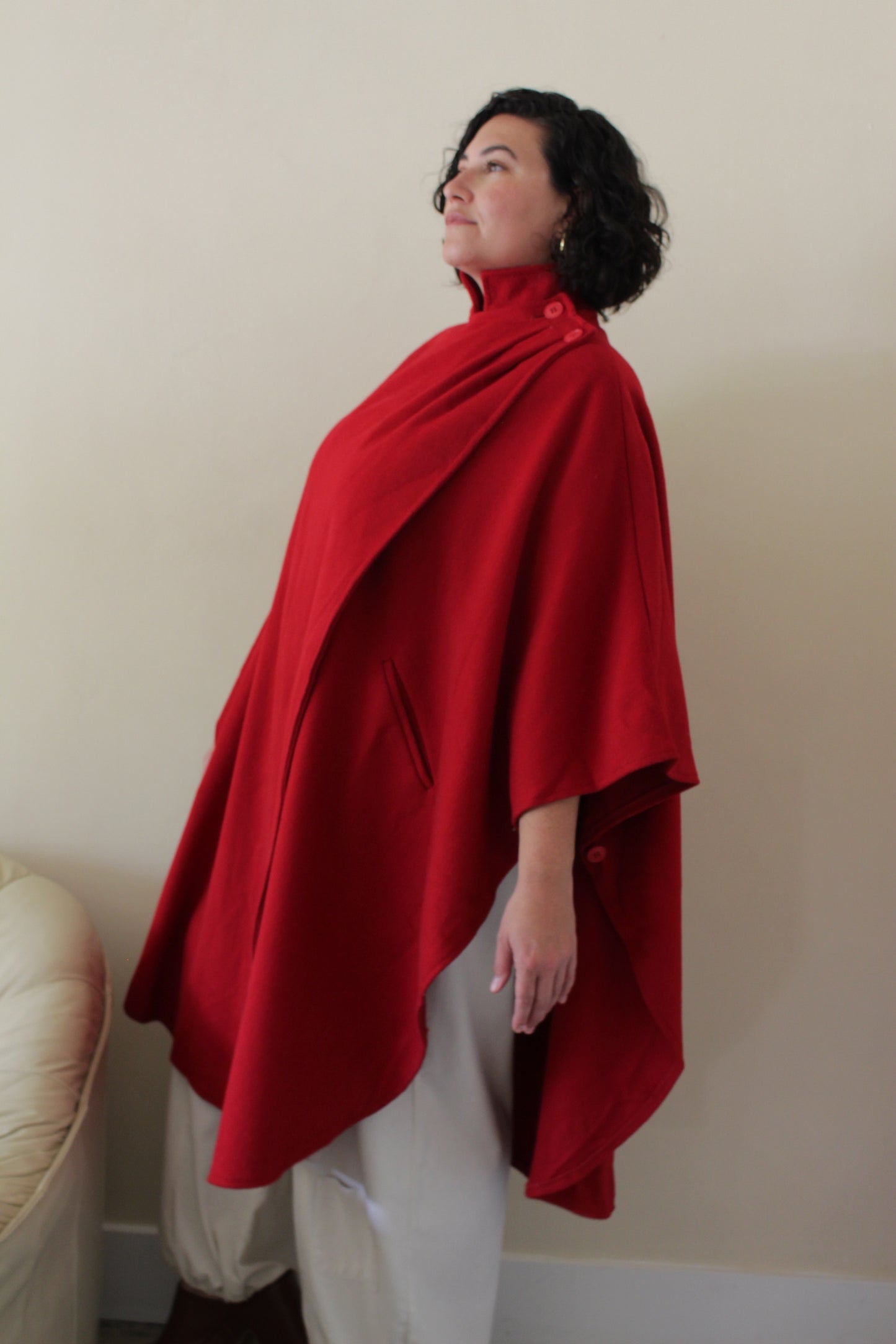 Amazing Vintage Cherry Red Wool Cape