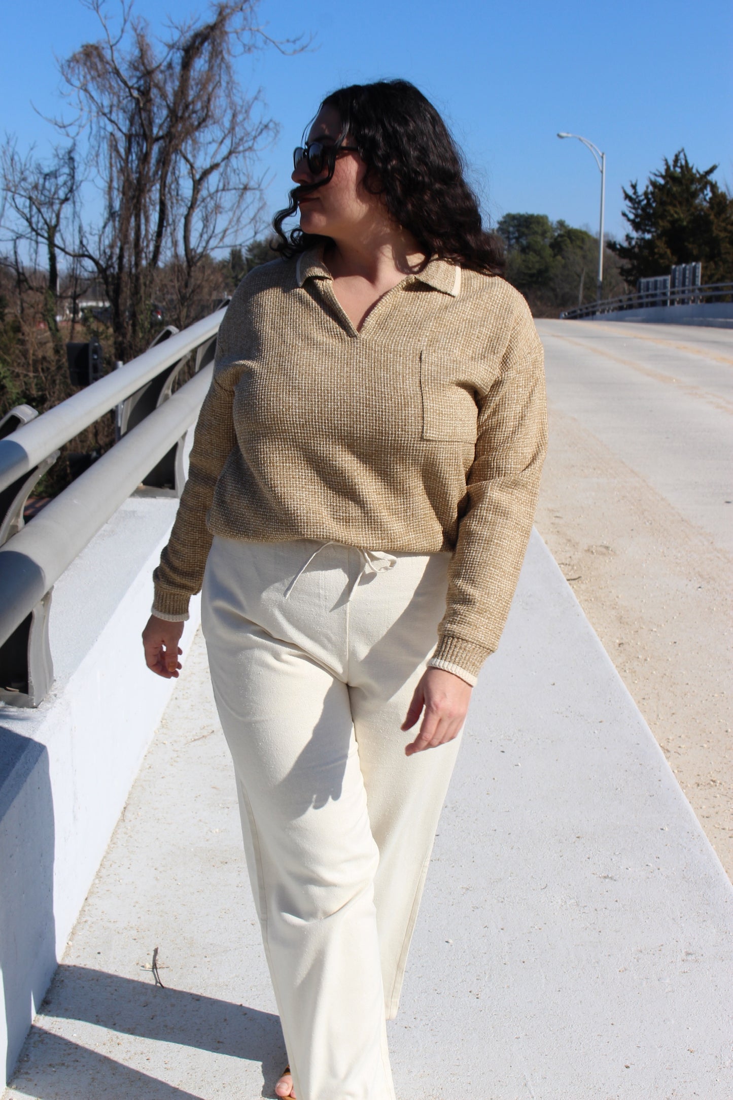 Kit Basketweave Silk Knit Popover