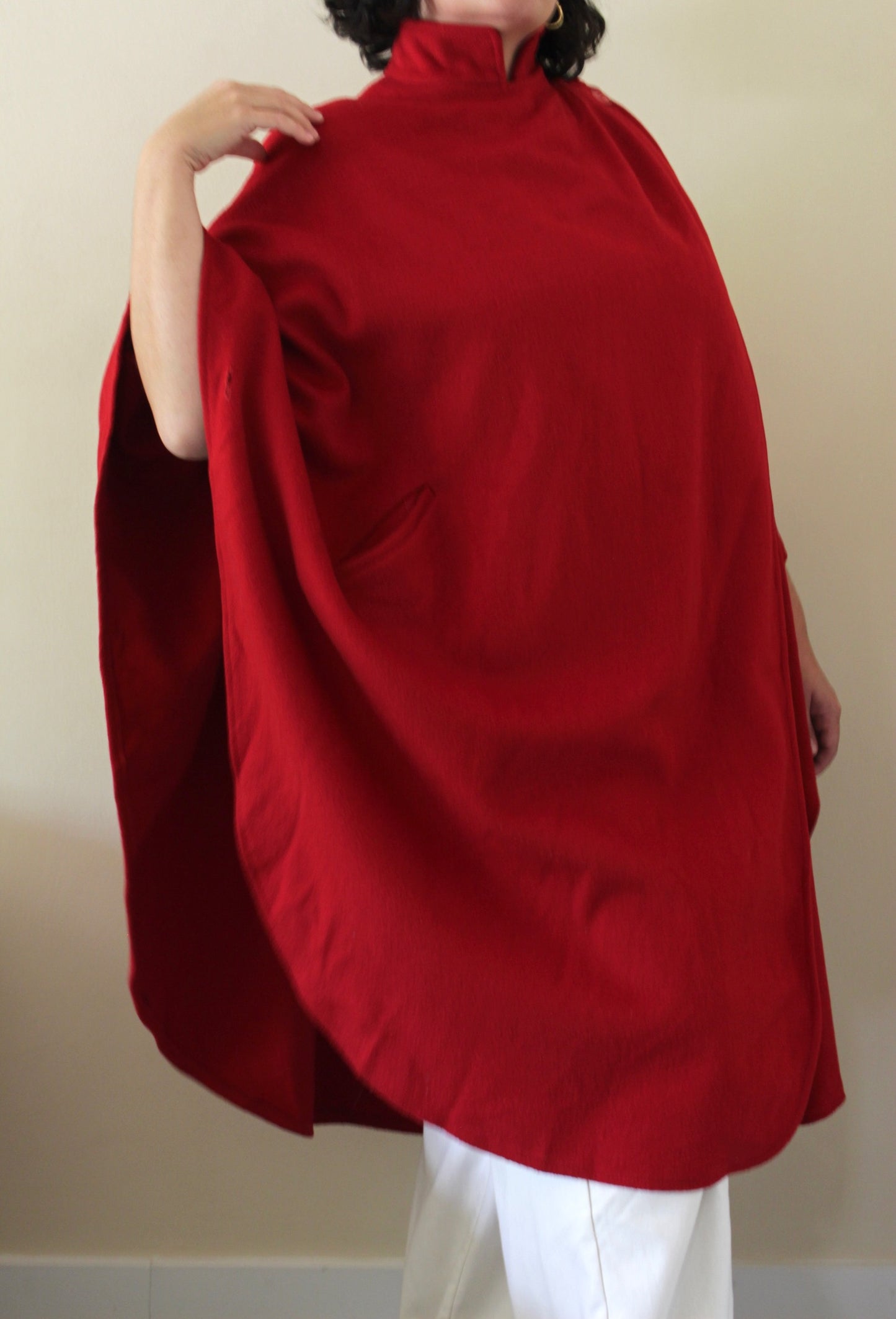 Amazing Vintage Cherry Red Wool Cape