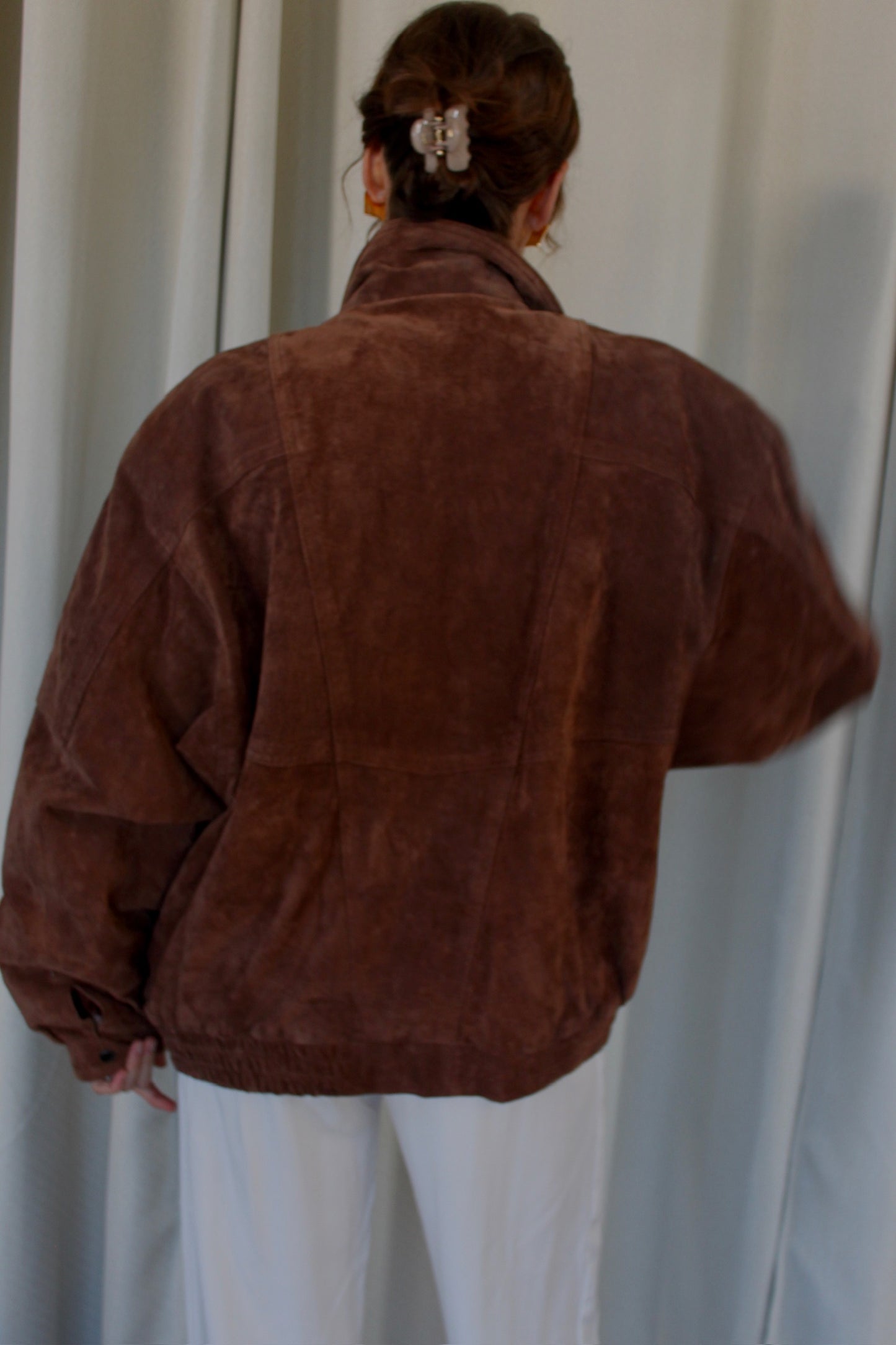 Incredible Vintage Tobacco Suede Bomber Jacket