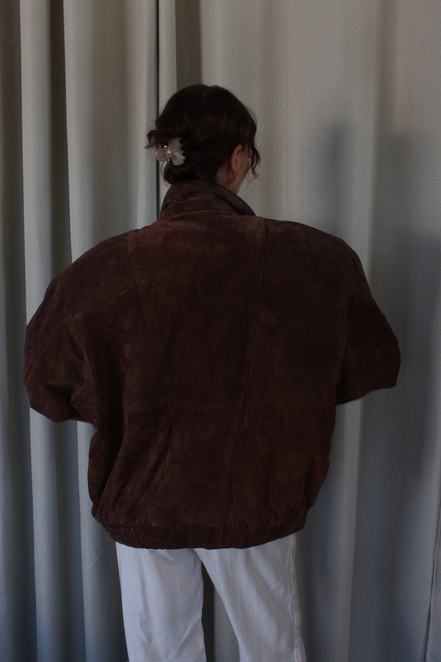 Incredible Vintage Tobacco Suede Bomber Jacket