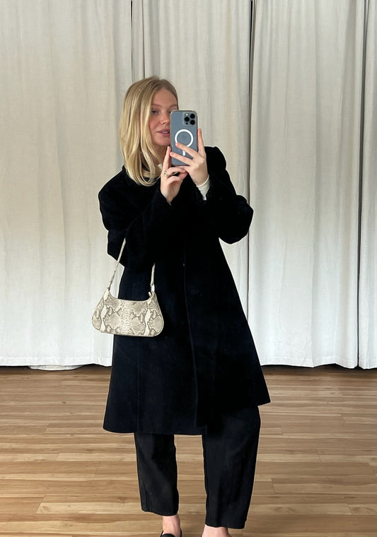Vintage Ink Black Wool & Cashmere Coat