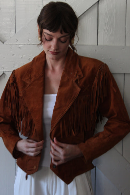 Vintage Cinnamon Fringed Suede Jacket