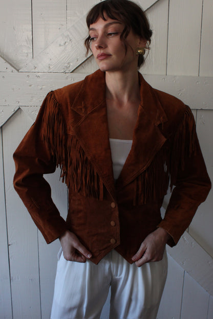 Vintage Cinnamon Fringed Suede Jacket