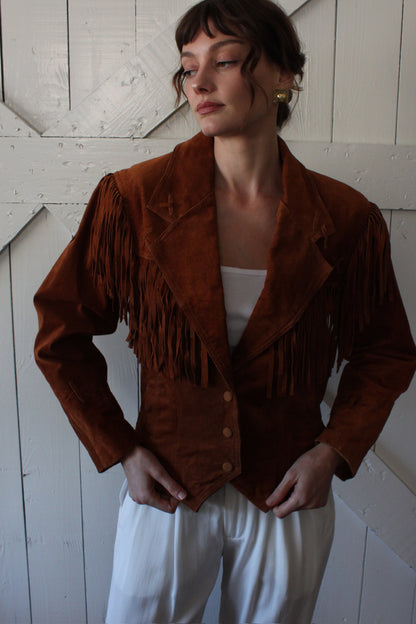 Vintage Cinnamon Fringed Suede Jacket