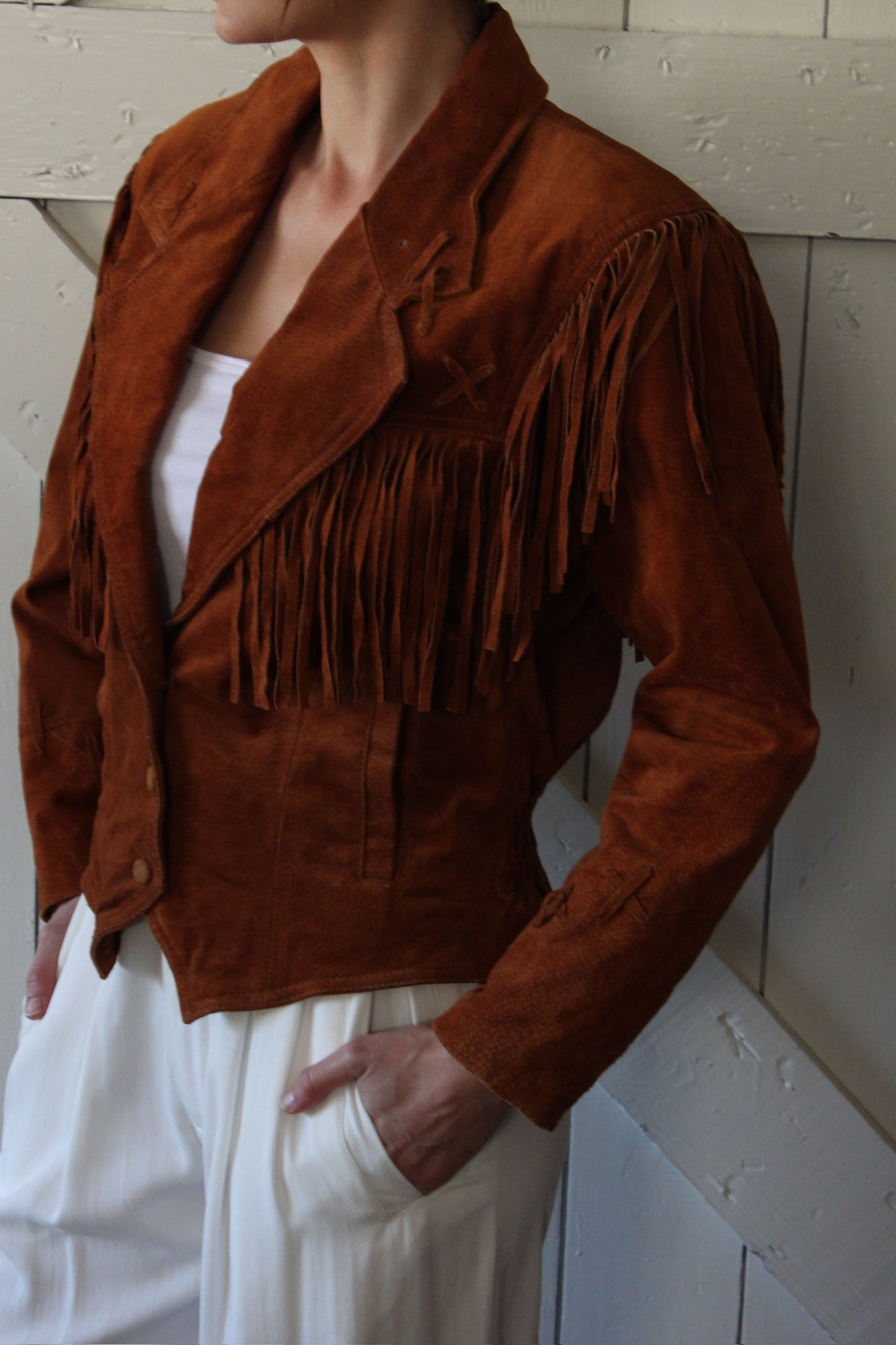 Vintage Cinnamon Fringed Suede Jacket