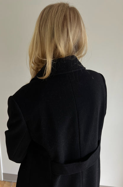 Vintage Ink Black Wool & Cashmere Coat