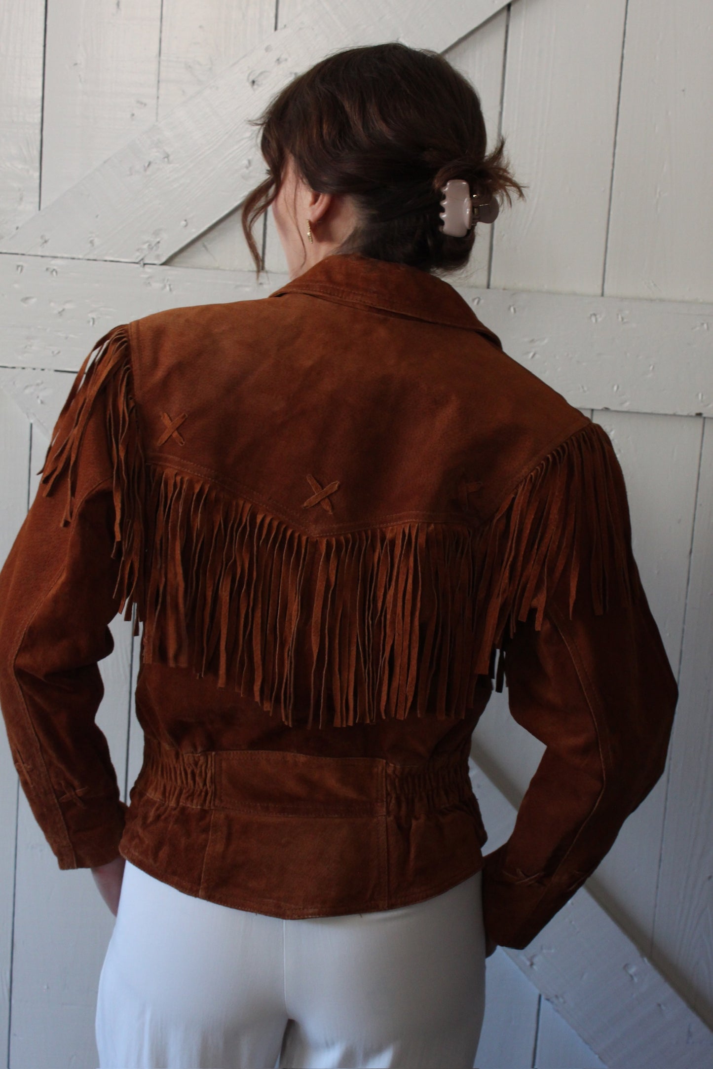 Vintage Cinnamon Fringed Suede Jacket