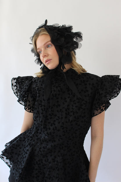 Vintage Sheer Black Head Tie Scarf