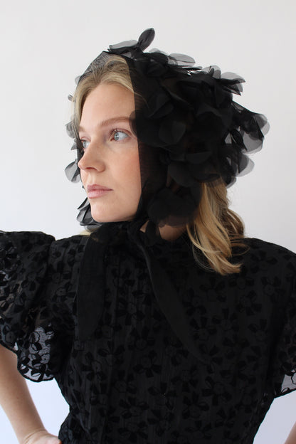 Vintage Sheer Black Head Tie Scarf