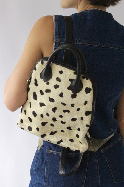 Vintage Spotted Pony Hair & Leather Trimmed Backpack