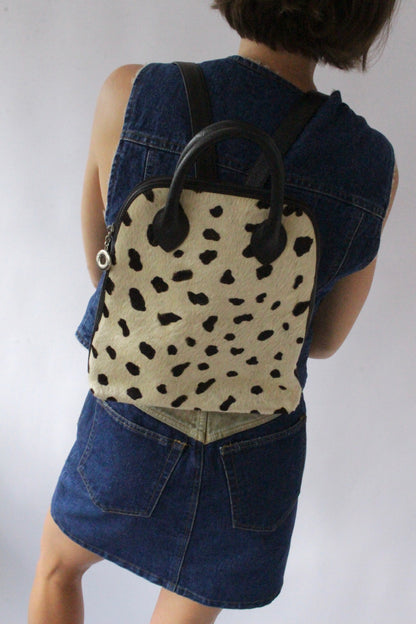 Vintage Spotted Pony Hair & Leather Trimmed Backpack