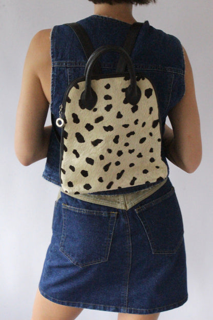 Vintage Spotted Pony Hair & Leather Trimmed Backpack