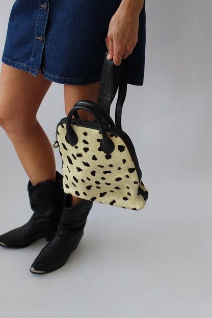 Vintage Spotted Pony Hair & Leather Trimmed Backpack