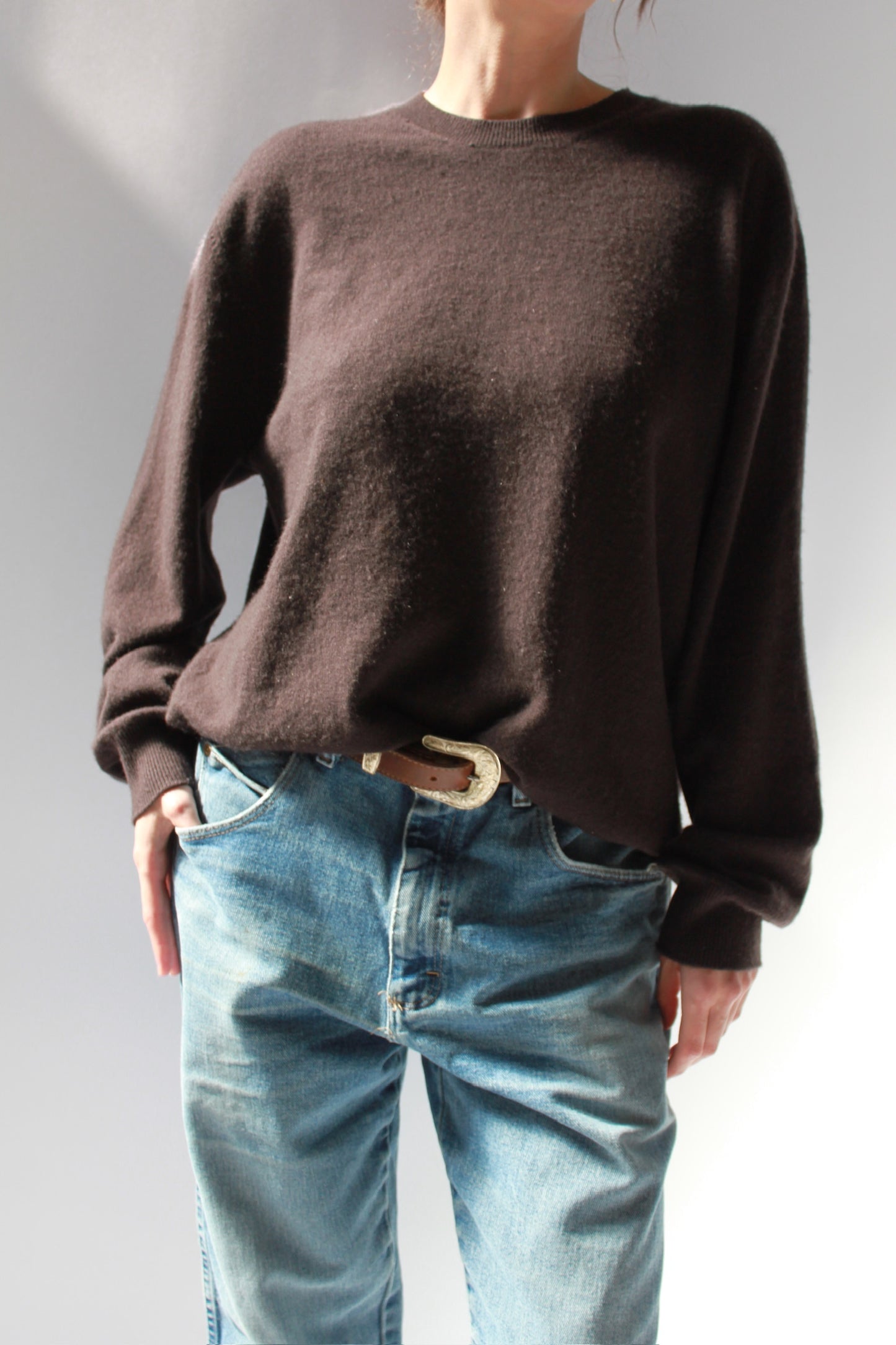 Lovely 90s Espresso Cashmere Crewneck