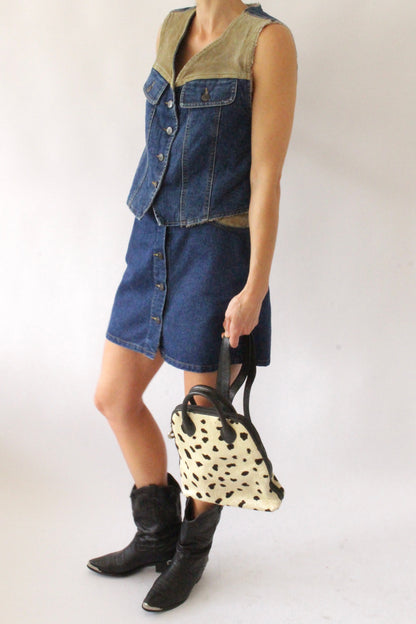 Vintage Spotted Pony Hair & Leather Trimmed Backpack