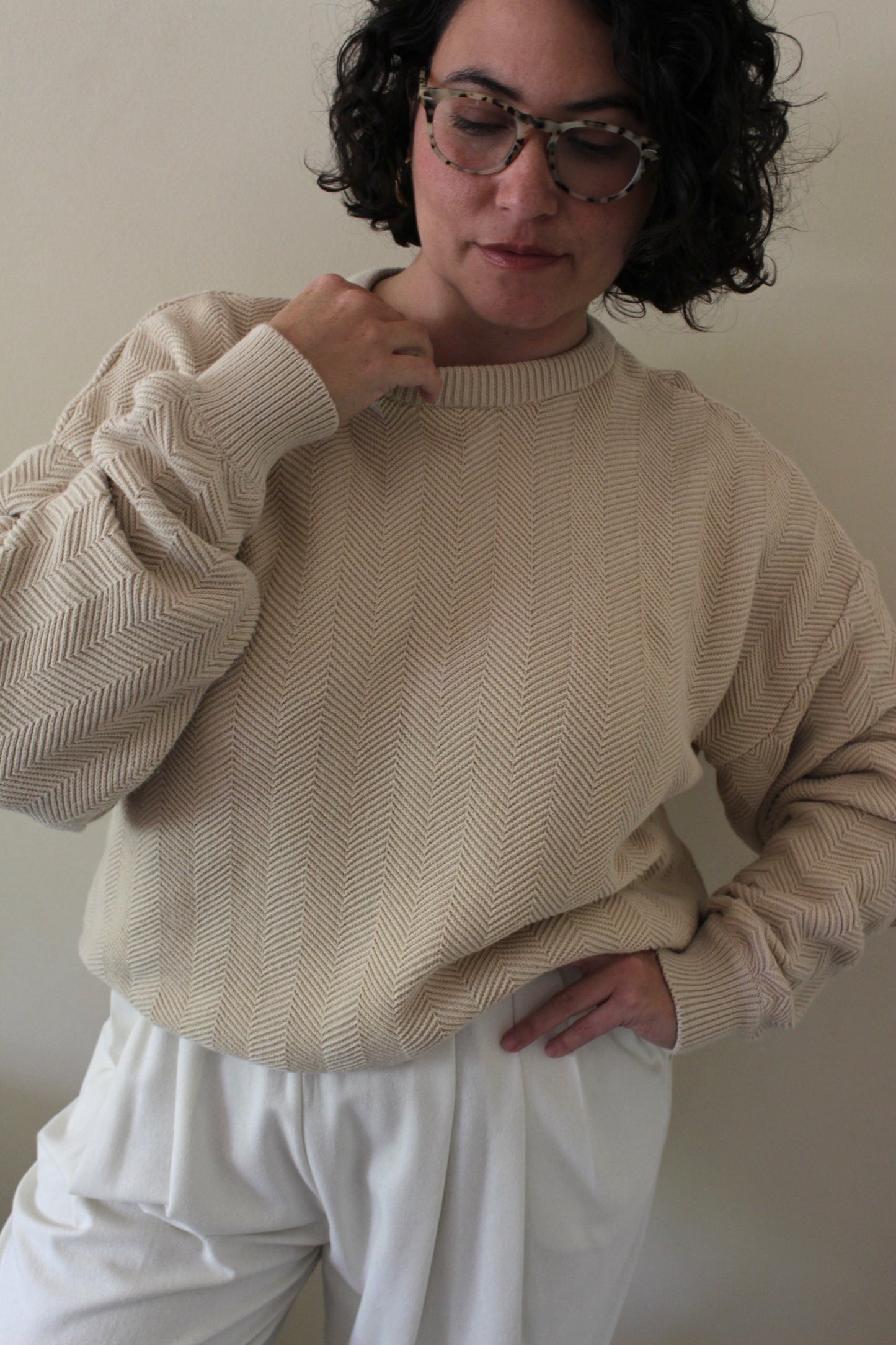 Favorite Cream Zig Zag Sweater