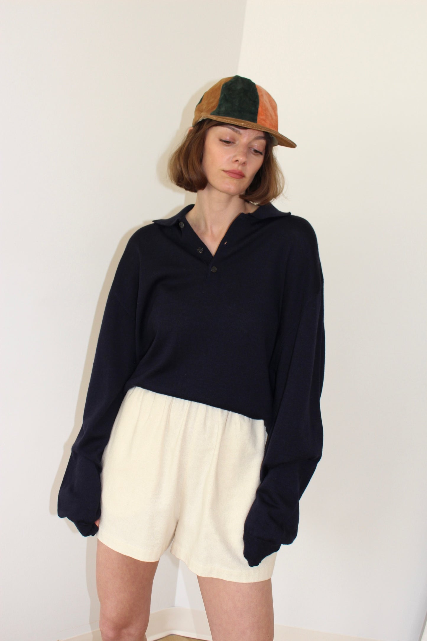Vintage Merino Wool Midnight Collared Henley