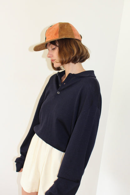 Vintage Merino Wool Midnight Collared Henley