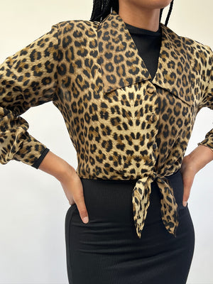 Vintage Leopard Tie Blouse