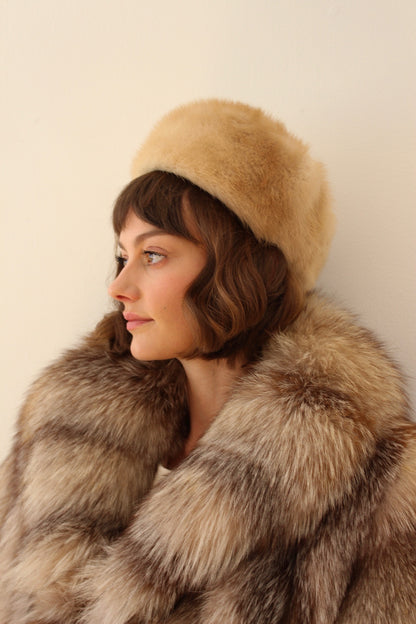 Vintage Caramel Fur Pillbox Hat