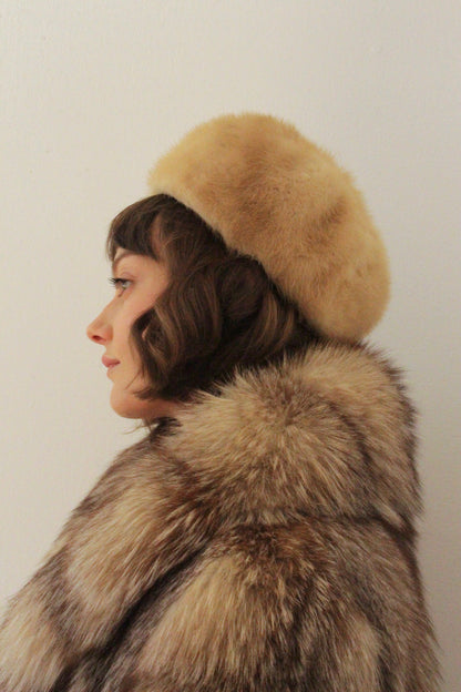 Vintage Caramel Fur Pillbox Hat