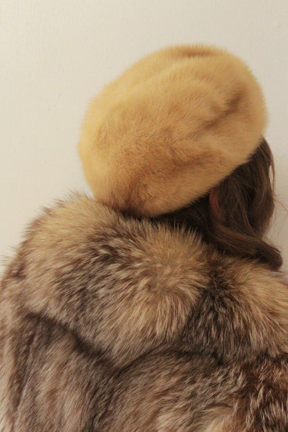 Vintage Caramel Fur Pillbox Hat
