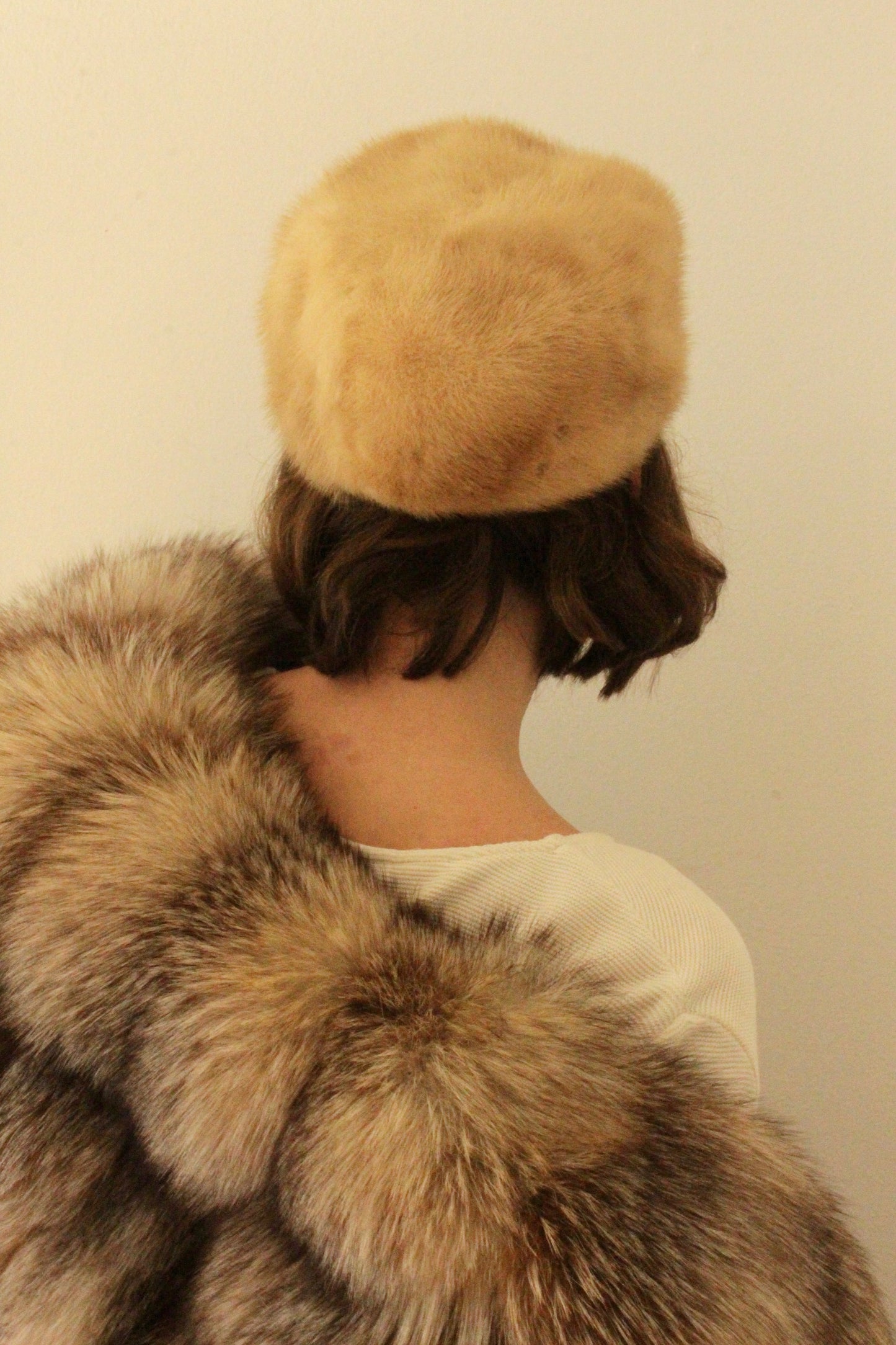 Vintage Caramel Fur Pillbox Hat