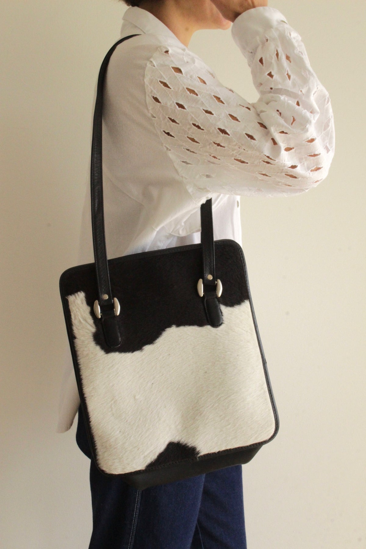 Vintage Cowhide & Leather Tote Bag