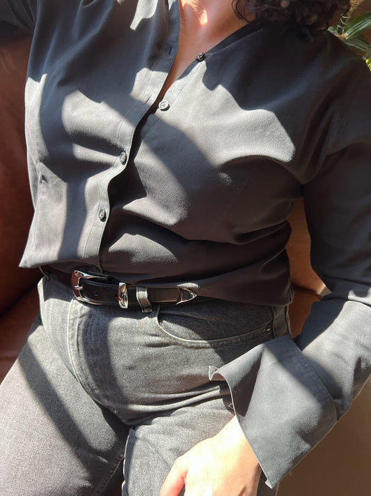 90s Faded Black Tailored Shirt
