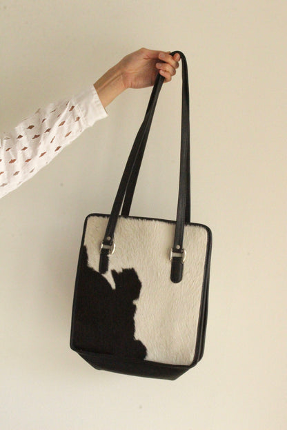 Vintage Cowhide & Leather Tote Bag