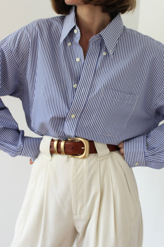 Classic Vintage Ocean Striped Cotton Shirt
