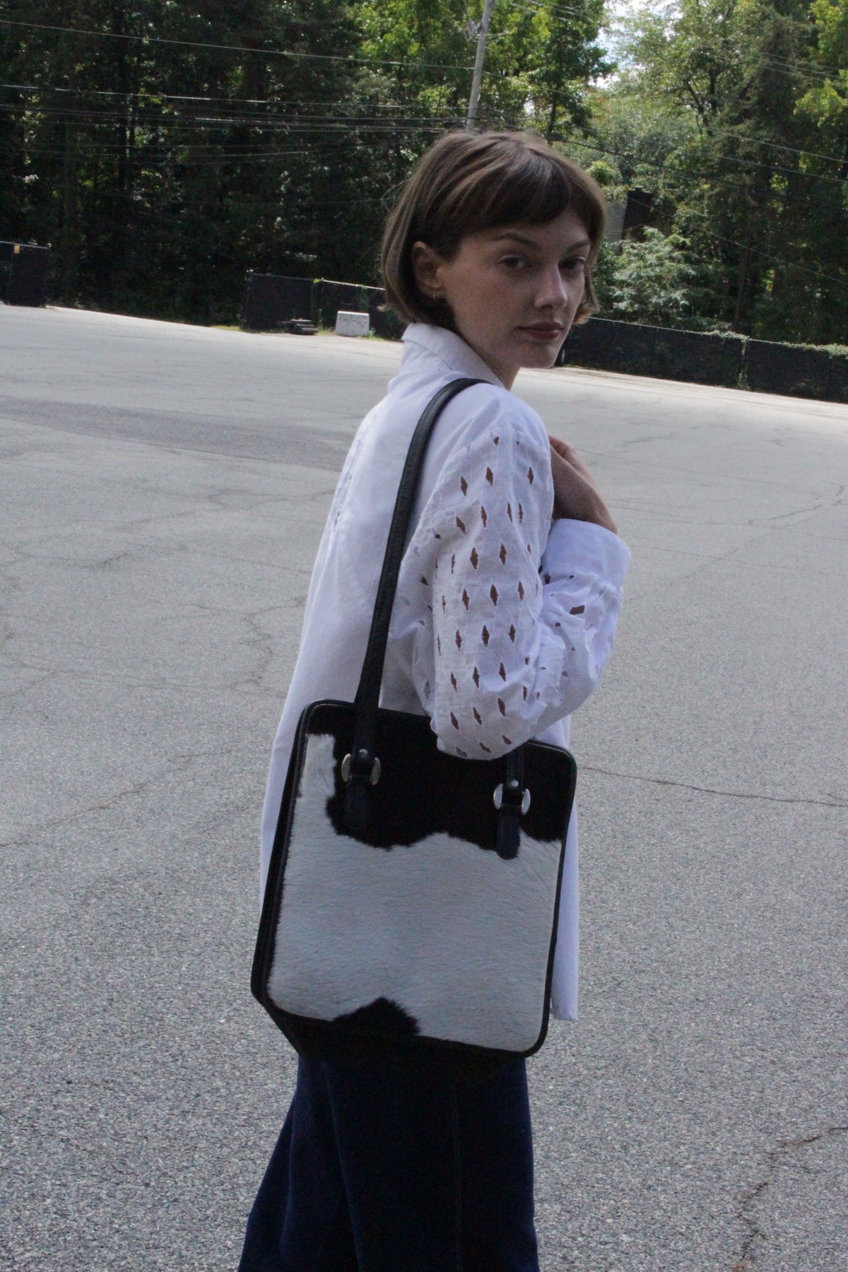 Vintage Cowhide & Leather Tote Bag