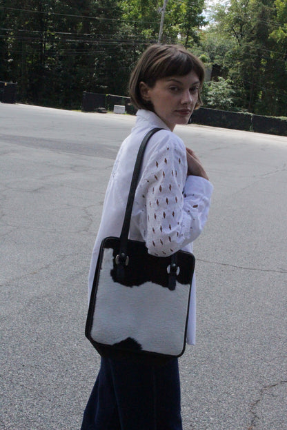 Vintage Cowhide & Leather Tote Bag