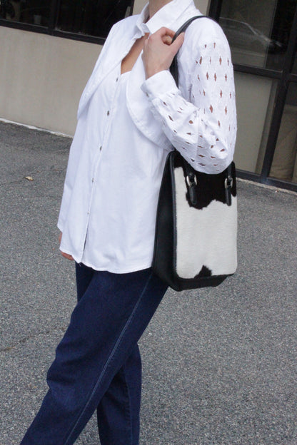 Vintage Cowhide & Leather Tote Bag