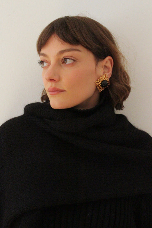 Favorite Vintage Gold Lace & Onyx Earrings