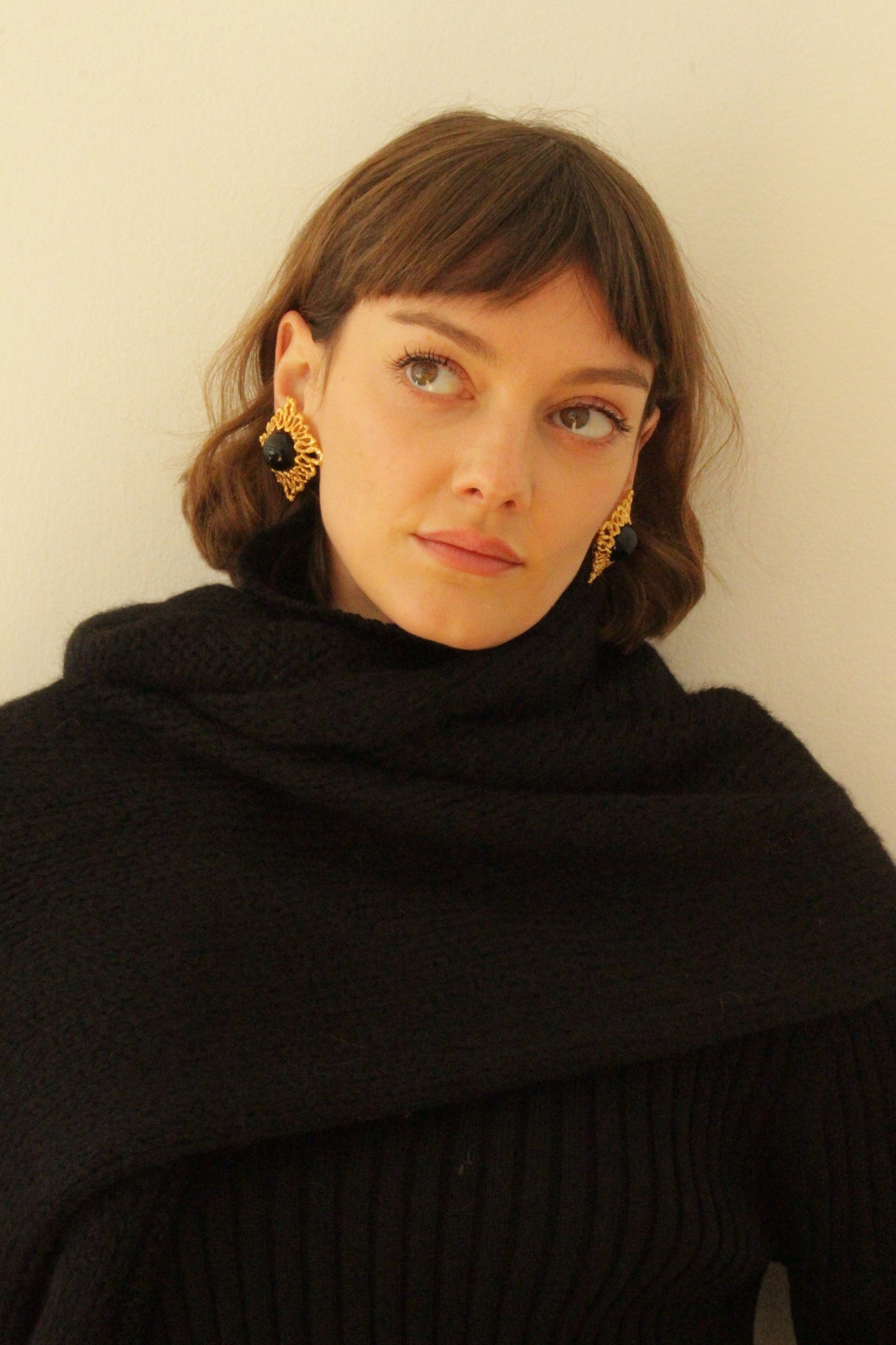 Favorite Vintage Gold Lace & Onyx Earrings