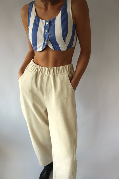 Vintage Blue & White Striped Mini Vest
