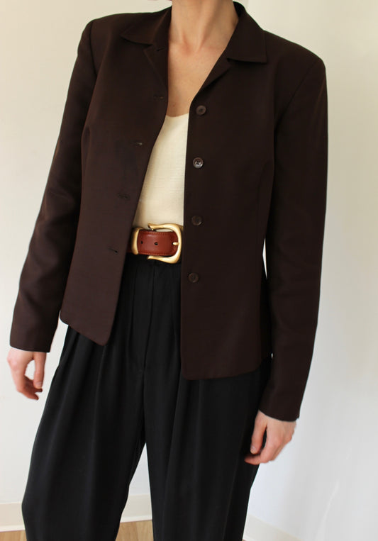 Vintage Cocoa Silk Crop Jacket