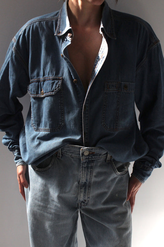 Vintage Worn Denim Button Down